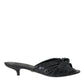 Dolce & Gabbana Black Exotic Leather Heels Slides Shoes