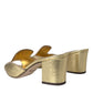 Dolce & Gabbana Gold Leather Slides Heels Sandals Shoes