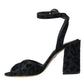 Dolce & Gabbana Black Leopard Suede Heels Sandals Shoes