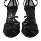 Dolce & Gabbana Black Mesh T-strap Heels Sandals Shoes