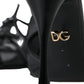 Dolce & Gabbana Black Mesh T-strap Heels Sandals Shoes