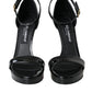 Dolce & Gabbana Black KEIRA Leather Heels Sandals Shoes