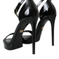 Dolce & Gabbana Black KEIRA Leather Heels Sandals Shoes