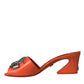 Dolce & Gabbana Orange DG Logo Slides Heels Sandals Shoes