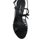 Dolce & Gabbana Black Sandals Stilettos Suede Strap Shoes