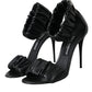 Dolce & Gabbana Black Leather Keira Heels Sandals Shoes