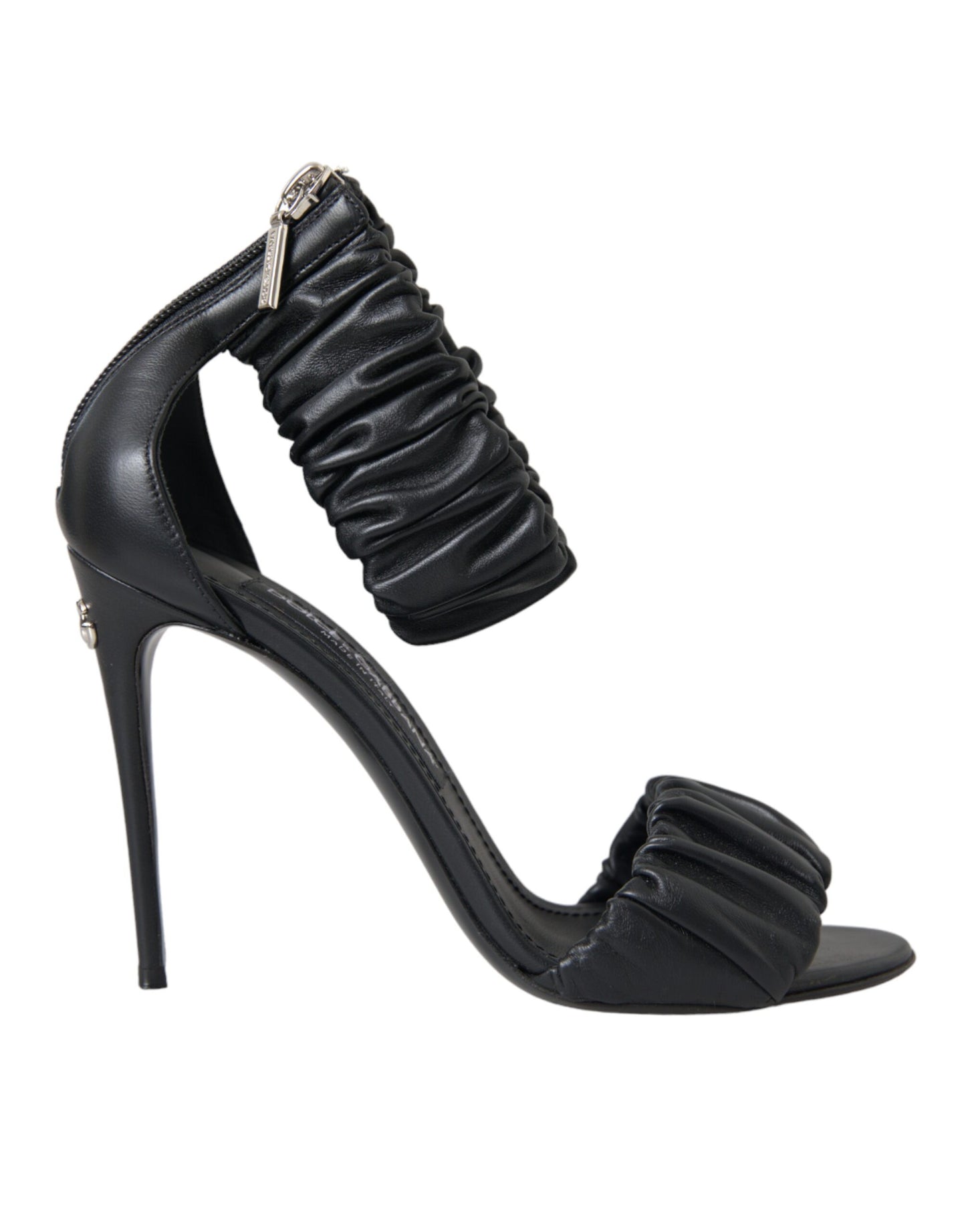 Dolce & Gabbana Black Leather Keira Heels Sandals Shoes