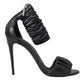 Dolce & Gabbana Black Leather Keira Heels Sandals Shoes