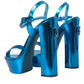 Dolce & Gabbana Metallic Blue Leather Platform Sandals Shoes