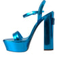 Dolce & Gabbana Metallic Blue Leather Platform Sandals Shoes