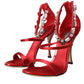 Dolce & Gabbana Red Keira Satin Crystals Sandals Heels Shoes