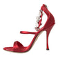 Dolce & Gabbana Red Keira Satin Crystals Sandals Heels Shoes