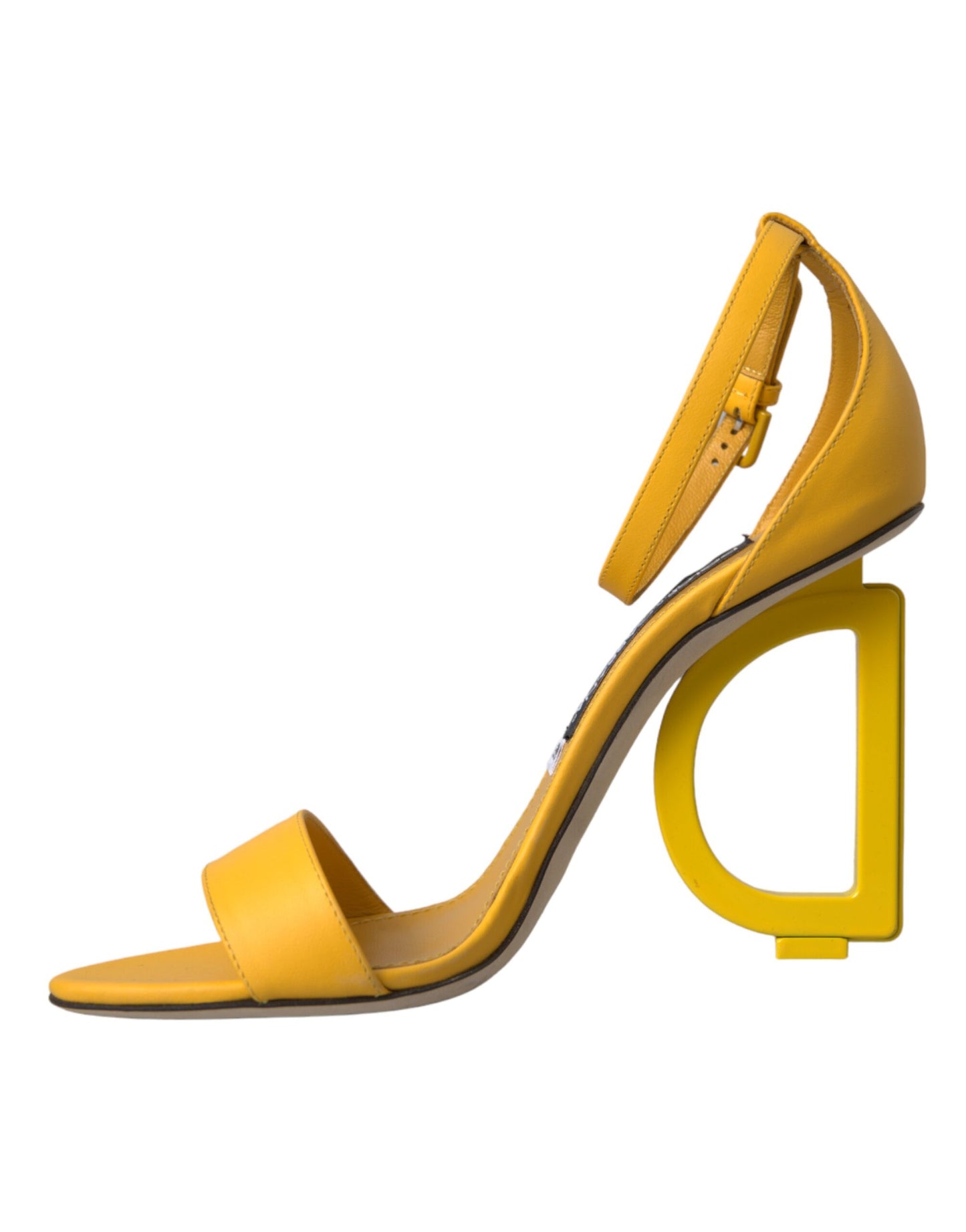 Dolce & Gabbana Yellow Leather DG Heels Sandals Shoes