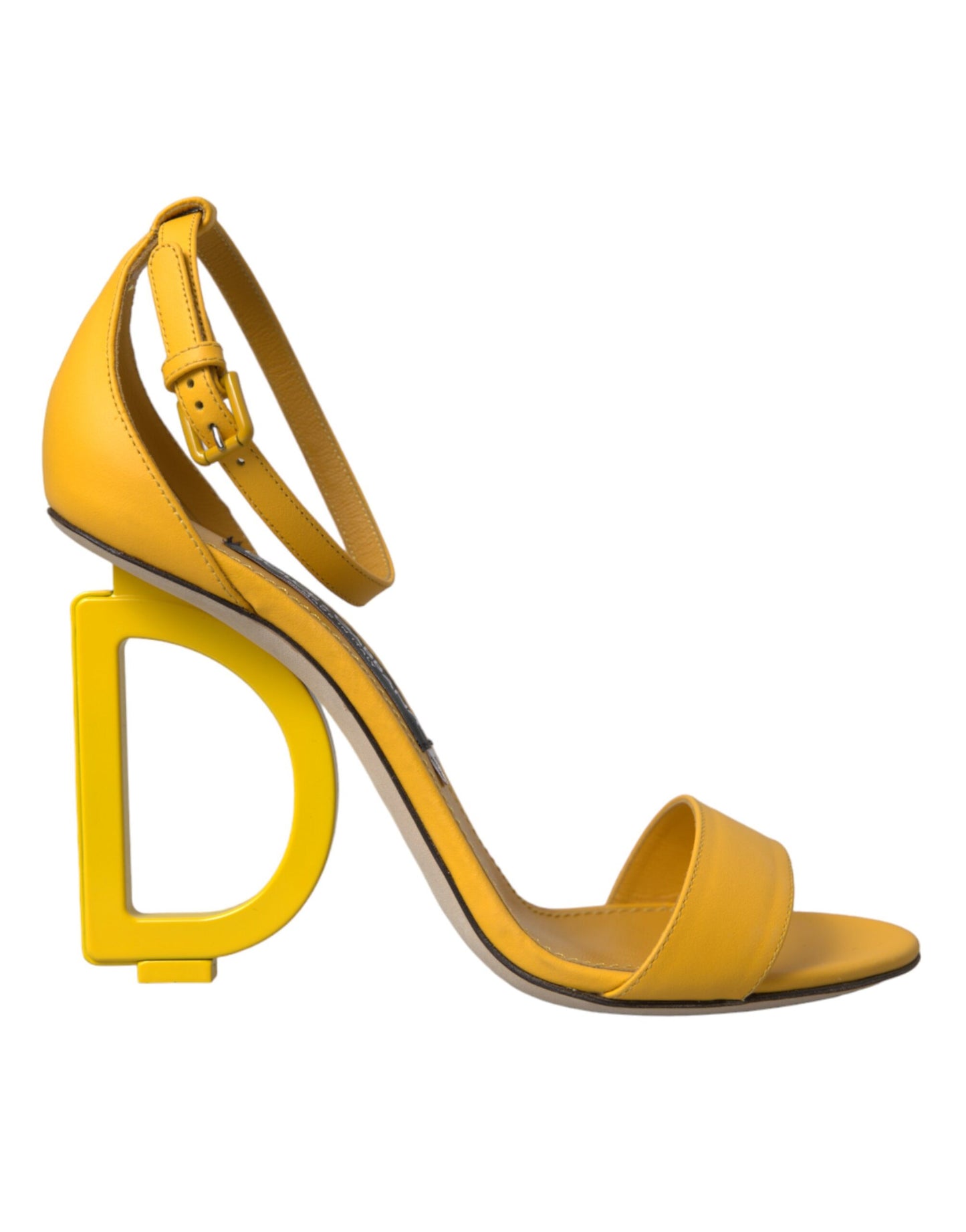 Dolce & Gabbana Yellow Leather DG Heels Sandals Shoes