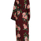 Dolce & Gabbana Bordeaux Floral Maxi Kaftan Crepe Robe Dress