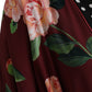 Dolce & Gabbana Bordeaux Floral Maxi Kaftan Crepe Robe Dress