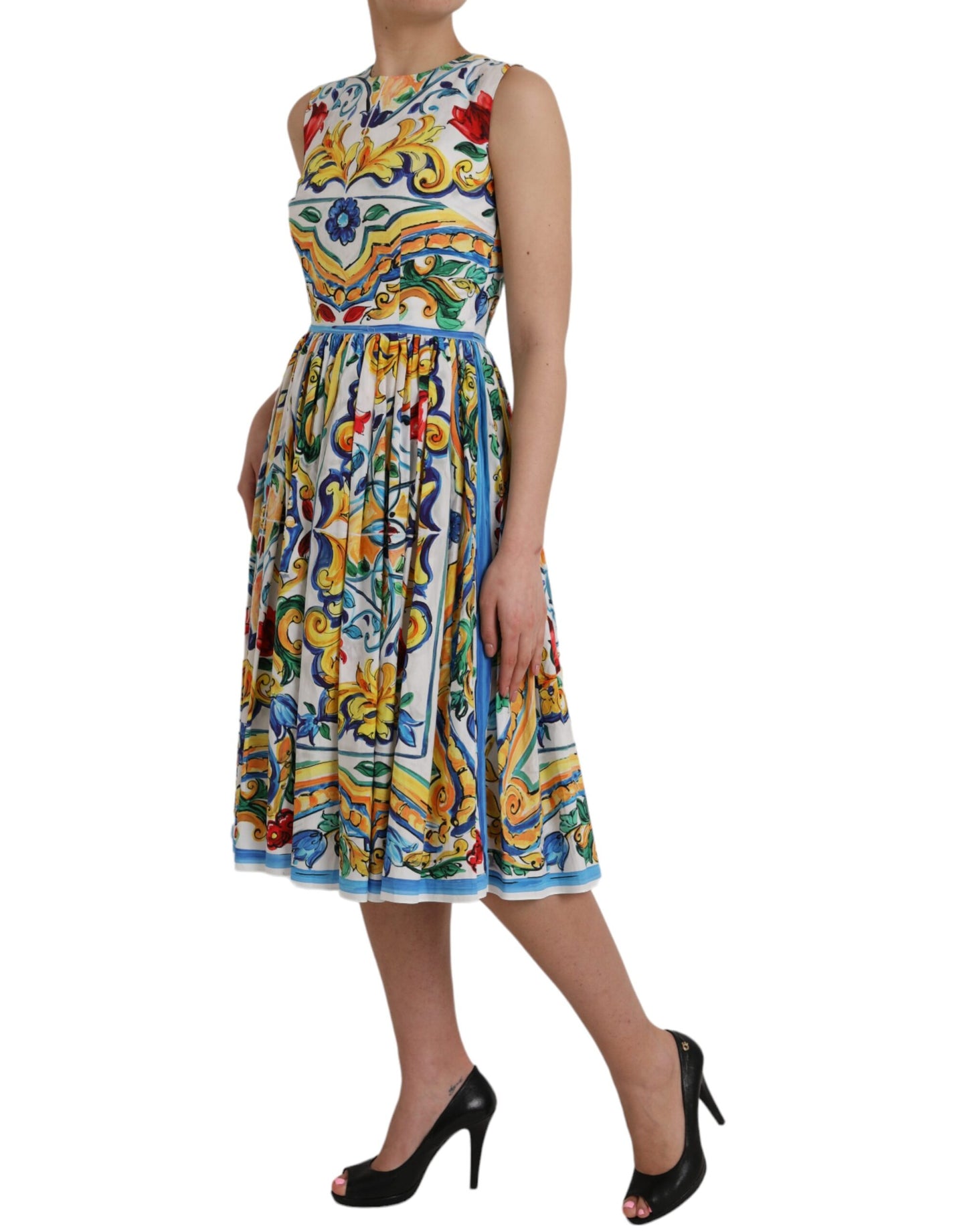 Dolce & Gabbana Multicolor Majolica A-line Sleeveless Dress