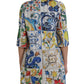 Dolce & Gabbana Multicolor Majolica 3/4 Sleeves Shift Dress