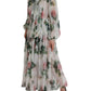 Dolce & Gabbana White Silk Floral Print Long Maxi Dress