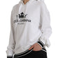 Dolce & Gabbana White Cotton Logo Hoodie Pullover Sweater