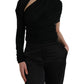 Dolce & Gabbana Black Wool Cutout Asymmetric Long Sleeve Top