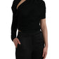 Dolce & Gabbana Black Wool Cutout Asymmetric Long Sleeve Top