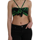 Dolce & Gabbana Black Green Leaf Silk Halter Cropped Top