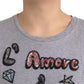 Dolce & Gabbana Gray Cotton L'Amore E'Bellezza Top T-shirt