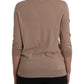 Dolce & Gabbana Brown Wool Black Lace 3/4 Sleeve Blouse Top