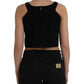 Dolce & Gabbana Black Sleeveless Round Neck Cropped Tank Top