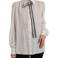 Dolce & Gabbana Off White Long Sleeve Button Down Blouse Top