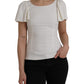 Dolce & Gabbana White Viscose Round Neck Short Sleeves Top