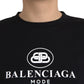 Balenciaga Black Cotton Logo Crew Neck Short Sleeves T-shirt