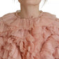 Dolce & Gabbana Pink Ruffles Long Sleeves Pullover Sweater