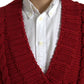 Dolce & Gabbana Red Wool Knit Button Down Cardigan Sweater