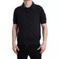 Dolce & Gabbana Black DG Logo Silk Jacquard Polo T-shirt