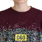 Dolce & Gabbana Bordeaux D&G Print Round Neck Cotton T-shirt