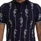 Dolce & Gabbana Dark Blue Sea Horse Collared Polo T-shirt