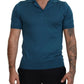 Dolce & Gabbana Blue Collared Short Sleeves Silk T-shirt