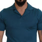 Dolce & Gabbana Blue Collared Short Sleeves Silk T-shirt