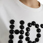 Dolce & Gabbana White Cotton Black HOT Crystal Top T-shirt