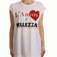 Dolce & Gabbana White L'AMORE Cotton Sleeveless Tank Top T-shirt