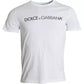 Dolce & Gabbana White Logo Print Cotton Crew Neck Men Top T-shirt