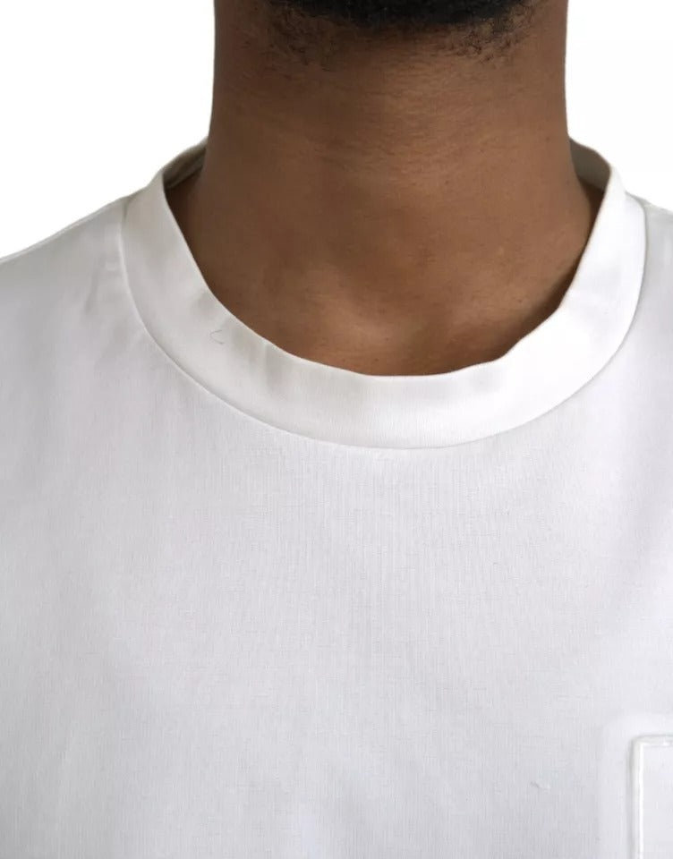 Dolce & Gabbana White Logo Embossed Cotton Crewneck T-shirt