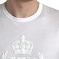 Dolce & Gabbana White Logo Embossed Crew Neck Short Sleeves T-shirt