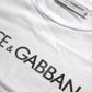 Dolce & Gabbana White Logo Print Cotton Crew Neck Mens Top T-shirt