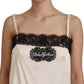 Dolce & Gabbana Beige Lace Spaghetti Logo Embroidery Top