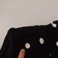 Dolce & Gabbana Black Polka Dots Silk Pussy Bow Long Sleeves Top