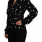 Dolce & Gabbana Black Polka Dots Silk Pussy Bow Long Sleeves Top