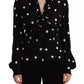 Dolce & Gabbana Black Polka Dots Silk Pussy Bow Long Sleeves Top